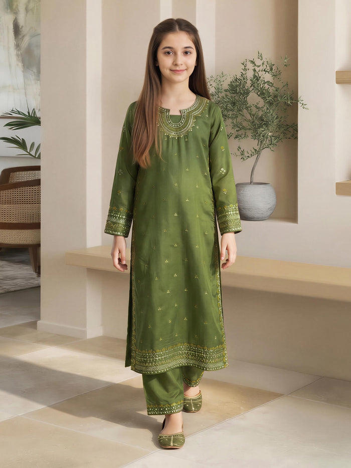 Ivory Raw Silk — Embroidered